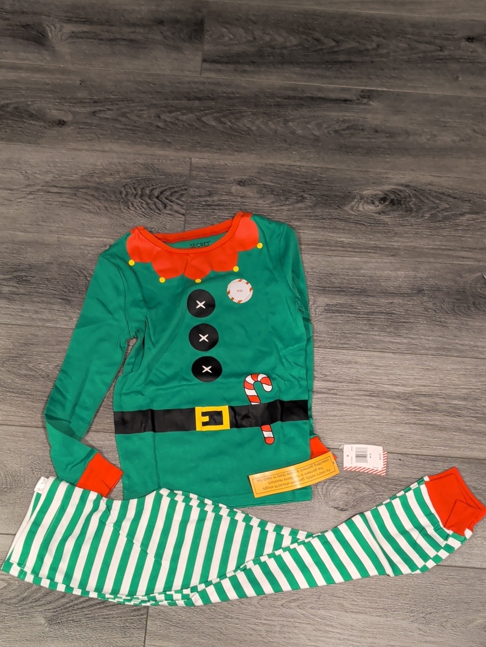 Green and Red Elf Pajama Costume Set